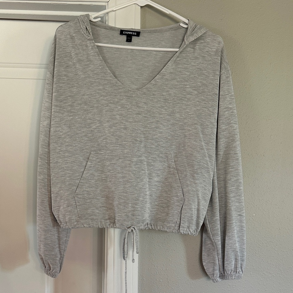 Express Light Gray Women's Hoodie with Drawstring